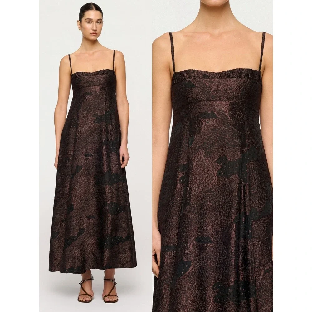 NWT CLEA Theron Midi Dress in Arabica Jacquard $775 - Size XS
